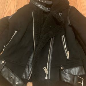 Zara double face faux Sherpa Moto Jacket